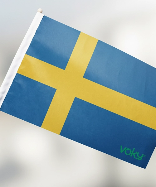 En Sverige-handflagga.
